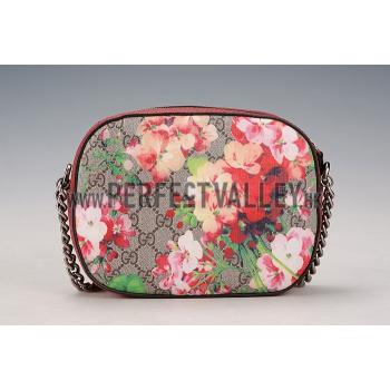 Gucci Blooms GG Supreme Canvas Mini Chain Bag Red