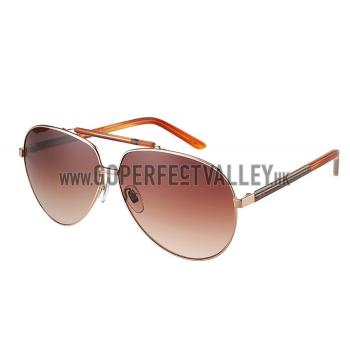 Gucci Aviator Web Detail Brown Temple Brown Lenses Sunglasses 308141