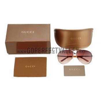 Gucci Aviator Web Detail Brown Temple Brown Lenses Sunglasses 308141