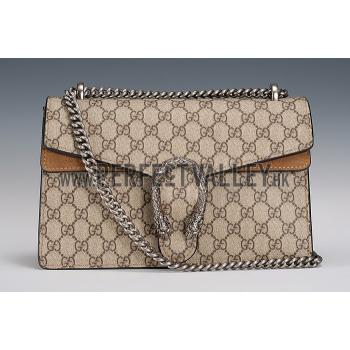 Gucci Dionysus GG Supreme Canvas And Taupe Suede Trim Small Bag 18926789