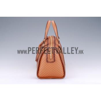 Gucci Duilio Brogue Boston Tan Leather Bag