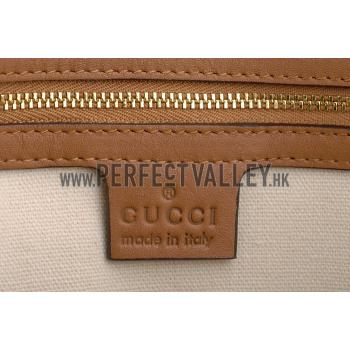 Gucci Duilio Brogue Boston Tan Leather Bag