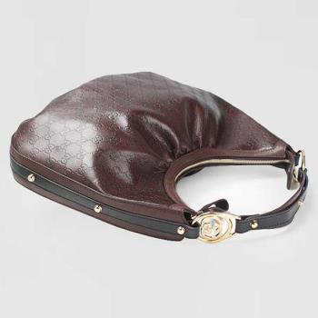 Gucci Hobo bags 223952 Coffee Cow Leather Large Handbag Replica