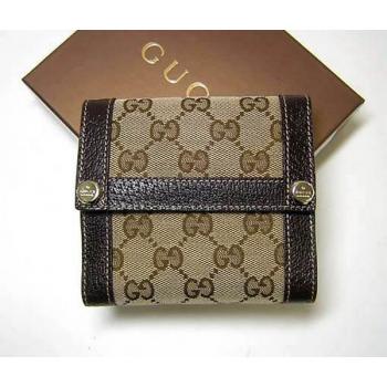 Gucci Wallet 154117 Coffee Canvas Small Wallet HM03855