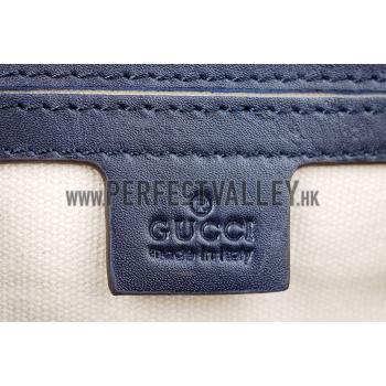 Gucci Small Messenger Flap Bag with GG Canvas Blue Leather Trim Replica