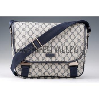 Gucci Monogram Canvas Messenger Bag Navy