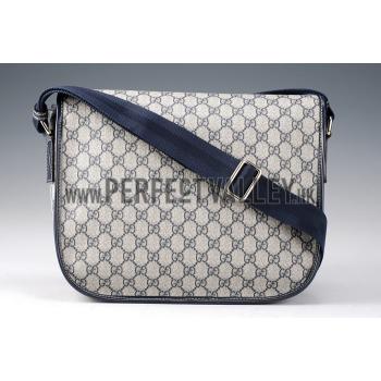 Gucci Monogram Canvas Messenger Bag Navy