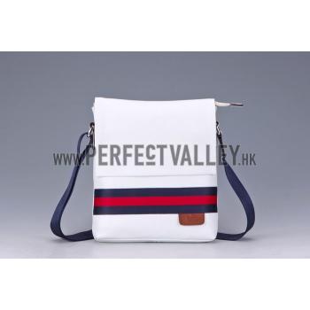 Gucci Web White Leather Small Messenger Bag