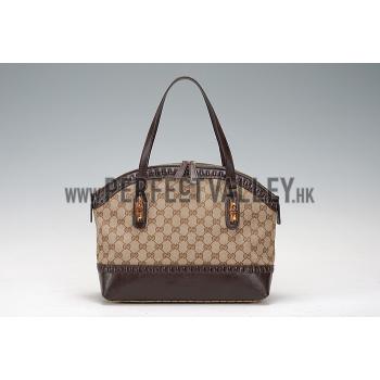 Gucci Laidback Crafty GG Canvas  Handle Bag Brown 607347