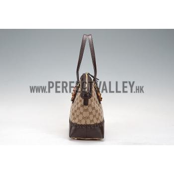 Gucci Laidback Crafty GG Canvas  Handle Bag Brown 607347