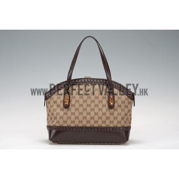 Gucci Laidback Crafty GG Canvas  Handle Bag Brown 607347