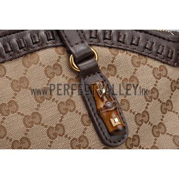 Gucci Laidback Crafty GG Canvas  Handle Bag Brown 607347