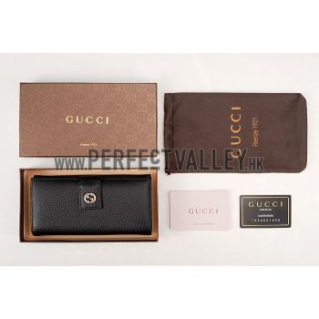 Replica Gucci Wallet With G G Metal Detail Black