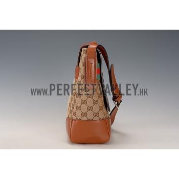 Gucci Original GG Canvas Messenger Flap Bag Brown