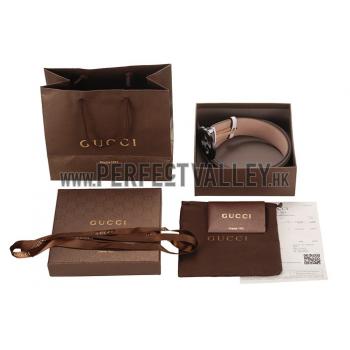 Gucci White Leather Belt with Interlocking G Buckle