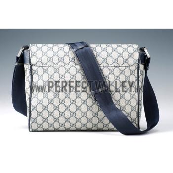 Gucci Monogram Canvas Messenger Flap Bag Navy