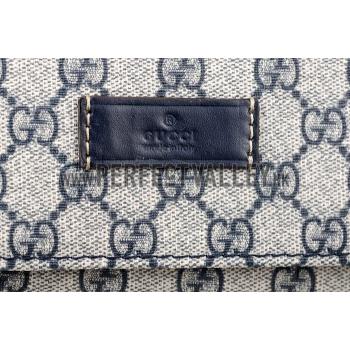 Gucci Monogram Canvas Messenger Flap Bag Navy