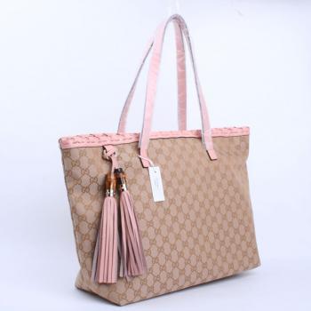 Gucci Tote bags 218499 Apricot Canvas HandBags