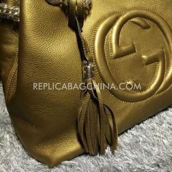 Gucci Tassel Yellow Calfskin Handbag Shoulder Bag