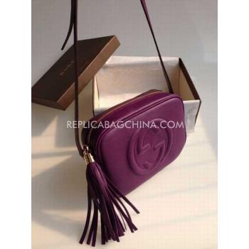 Gucci Tassel Purple Handbag Shoulder Bag Calfskin