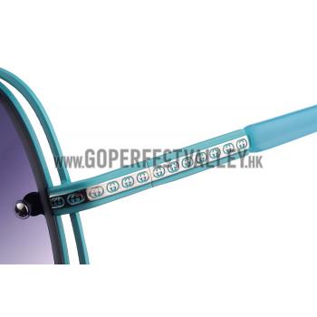 Gucci Aviator Gucci Logo On Lens Blue Frame Sunglasses 307890