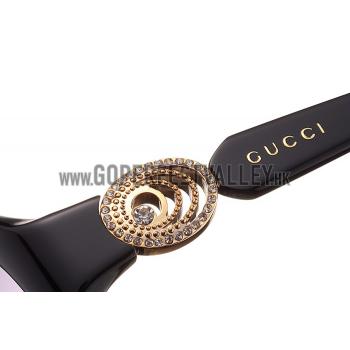 Replica Gucci Elegant Oval Shaped Black Sunglasses 308031