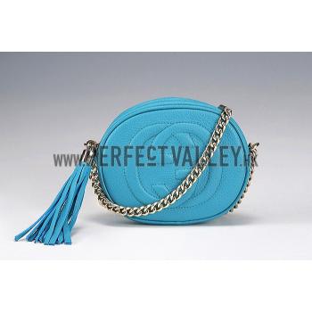 Replica Gucci Soho Leather Mini Chain Bag Teal 607945