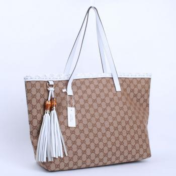 Gucci Tote bags 218499 White Canvas HandBags