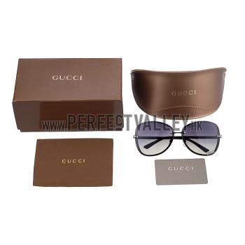 Gucci Aviator Gucci Logo On Lens Black Frame Sunglasses 307892 Replica