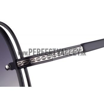 Gucci Aviator Gucci Logo On Lens Black Frame Sunglasses 307892 Replica