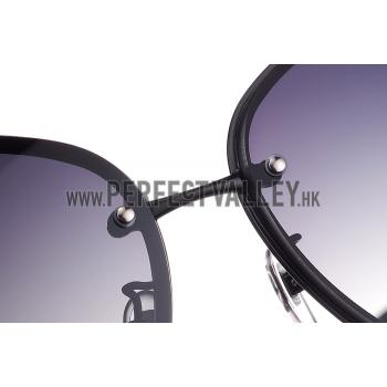 Gucci Aviator Gucci Logo On Lens Black Frame Sunglasses 307892 Replica