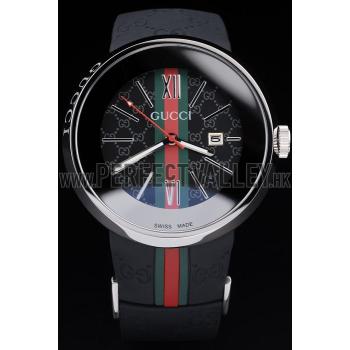 Gucci Black Rubber Band Black Round Dial 2165-297 Replica