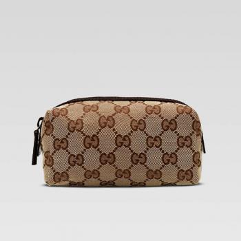 Gucci Cosmetic Cases 29596R Coffee Canvas Makeup Bags