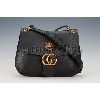 Gucci Marmont Leather Shoulder Bag Black Replica