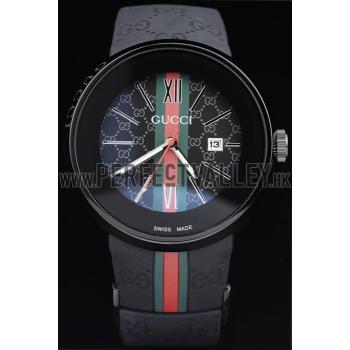 Replica Gucci Black Rubber Band Black Round Dial 2165-300