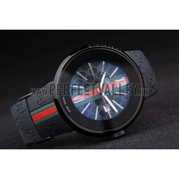 Replica Gucci Black Rubber Band Black Round Dial 2165-300