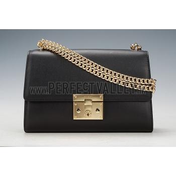 Gucci Padlock Leather Shoulder Bag Black