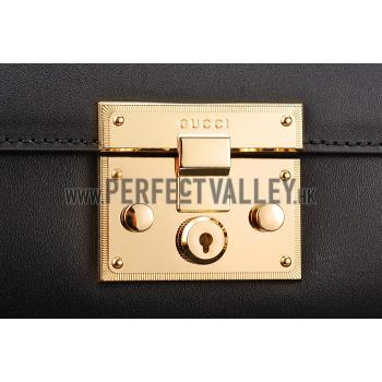 Gucci Padlock Leather Shoulder Bag Black