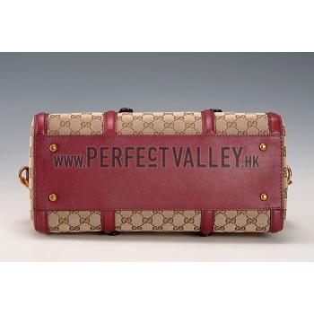 Cheap Gucci Lady Web GG Canvas Boston Bag Dark Red