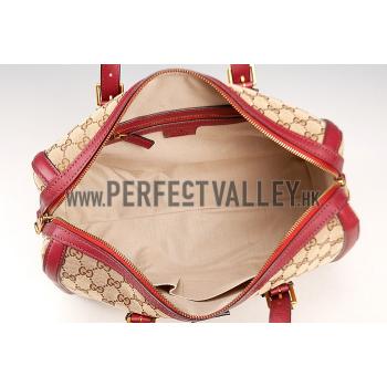 Cheap Gucci Lady Web GG Canvas Boston Bag Dark Red