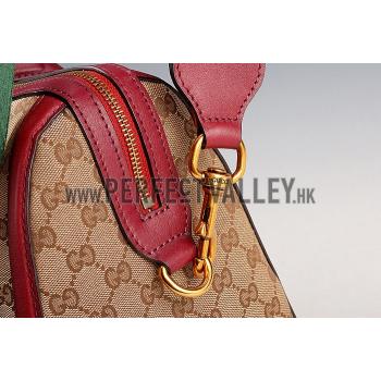 Cheap Gucci Lady Web GG Canvas Boston Bag Dark Red