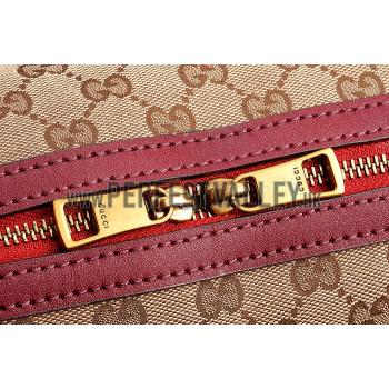 Cheap Gucci Lady Web GG Canvas Boston Bag Dark Red