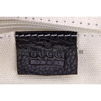 Cheap Gucci Web Black Leather Small Messenger Bag