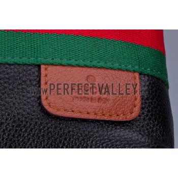 Cheap Gucci Web Black Leather Small Messenger Bag