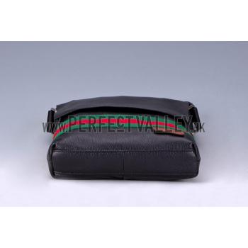 Cheap Gucci Web Black Leather Small Messenger Bag