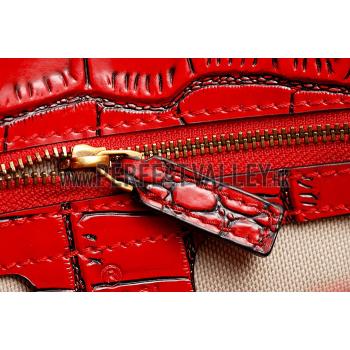 Replica Gucci Lady Web Medium Shoulder Bag Crocodile Leather Red