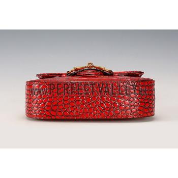 Replica Gucci Lady Web Medium Shoulder Bag Crocodile Leather Red