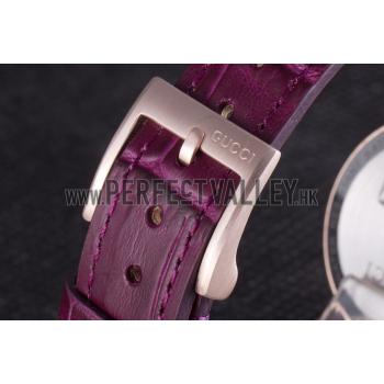 Gucci Interlocking Rose Gold Bezel with Purple Leather Band  621517