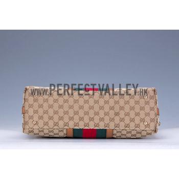 Gucci Rania Web GG Canvas with Tan Leather Trim  Handle Tote