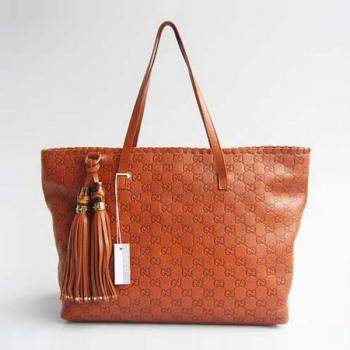 Gucci Tote bags 218499 Orange Cow Leather Ladies Bag